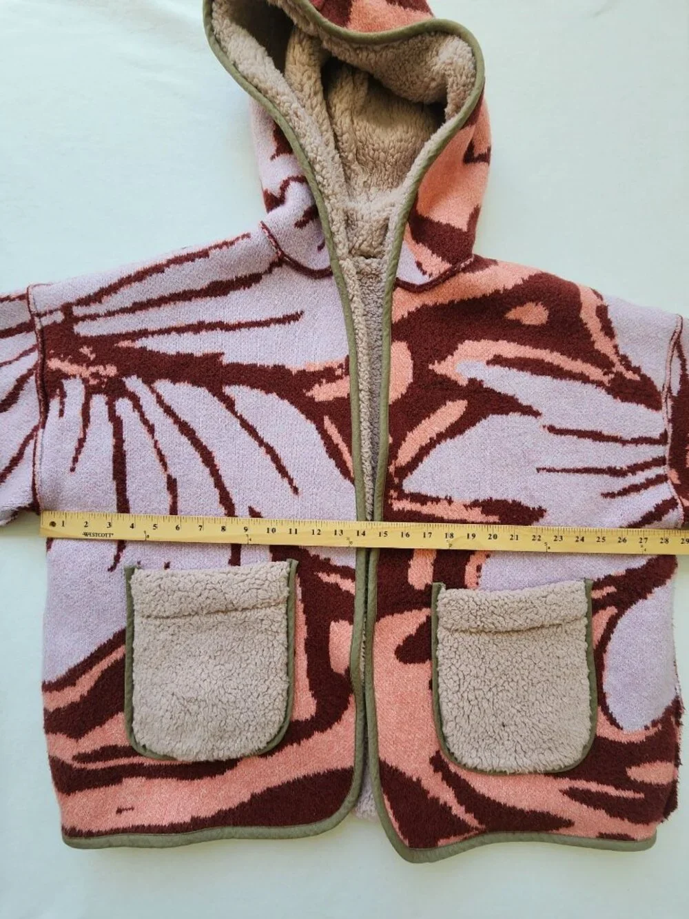 Free People Reversible Winter Chill Floral Sherpa Teddy Jacket Cardigan Cozy - Picture 10 of 10